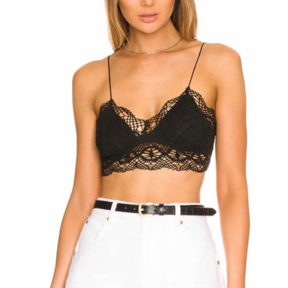 Free People Intimately Black Mariana Cotton Bralette Sz XS NWT - Picture 1 of 14